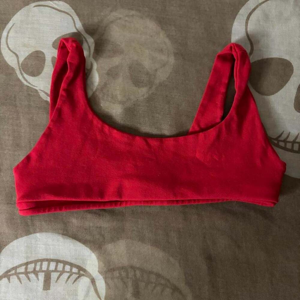 Cherry red scoop neck